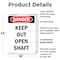 Signmission Keep Out Open Shaft Danger Sign, Plastic, 18in W x 24in L, 2PK OS-2PACK-DS-P-1824-V-2481 - alternate 2